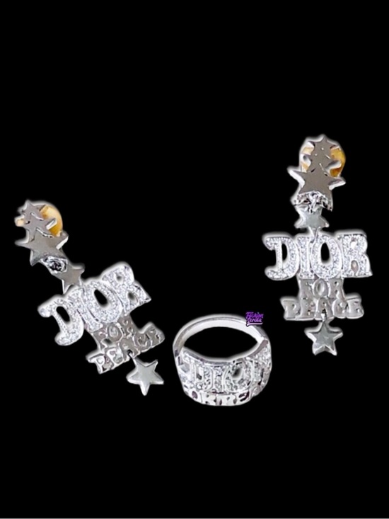 Dior Jewelry - Vintage Christian Dior 70’s Silver Diamanté Crystal Dior For Peace Logo Earrings
